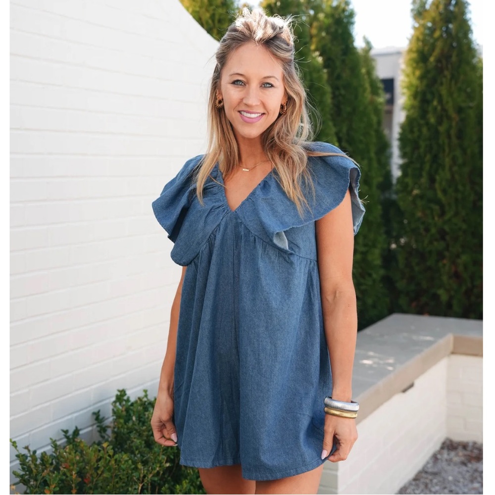 NWT Boutique Denim Romper - Size Small